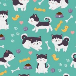 哈士奇和鴨子玩具